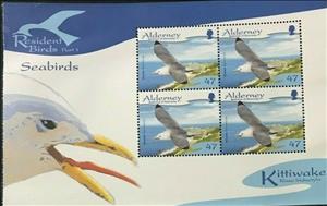 Booklet Pane, Kittiwake (Rissa tridactyla), Alderney,  , Animals (Fauna), Birds, Gulls