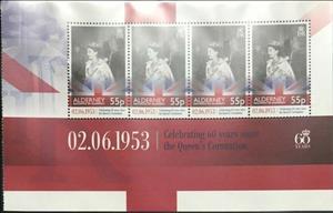 Booklet Pane, Queen Elizabeth II wearing George IV State Diadem, Alderney,  , Anniversaries and Jubilees, Crowns and Coronets, Famous People, Heads of State, Queens, Royalty