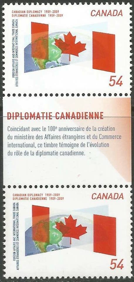 Canadian flag intersecting globe