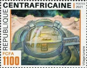 Stamp, Moon base, Central African Republic,  