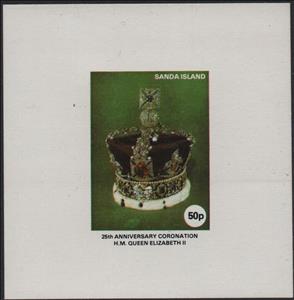 Souvenir Sheet, 25th Anniversary of Coronation (2nd set), Cinderellas,  , Anniversaries and Jubilees, Crowns and Coronets, Royalty