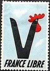 Stamp, Free France, Cinderellas,  , Liberations, Roosters and Chickens, Stylized Animals