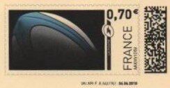 Stamp, Blue and White Rugby Ball, France,  , Rugby, Sports