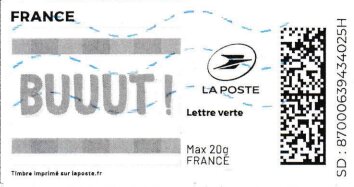Stamp, Buuut! ie Goal! in black. Redesign, France,  , Football (Soccer), Letters (Alphabet), Sports