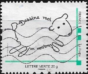 Stamp, Draw me a sheep. Dessin moi un mouton, France,  , Drawings, Sheep, Stylized Animals