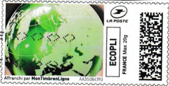 Stamp, Green Planet Earth, France,  , Globes, Planets