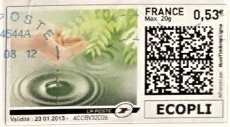 Stamp, Hands over Ripples, France,  , Hands, Water