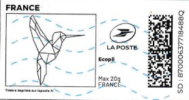 Stamp, Humming Bird. Redesign, France,  , Birds, Hummingbirds