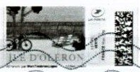 Stamp, Ile de Oleron 2 in black, France,  , Beaches, Bicycles, Islands
