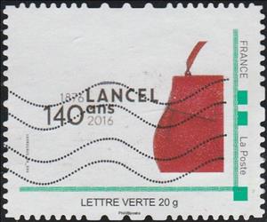 Stamp, Lancel 140 years 1876 2016. Red Handbag, France,  , Fashion
