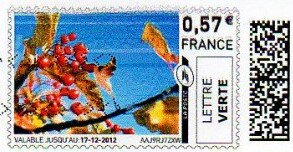 Stamp, Red Berries, France,  , Fruits, Plants (Flora)