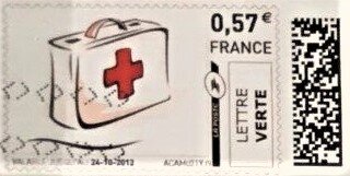 Stamp, Red Cross First Aid Box, France,  , Red Cross and Red Crescent