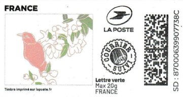 Spring. Pink Bird and White Flowers. Redesign Courrier Suivi