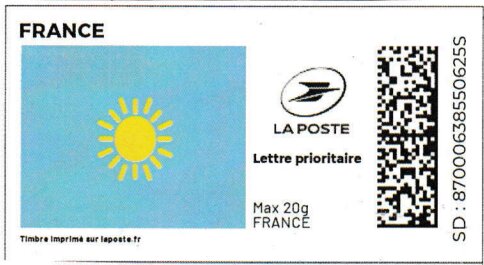 Stamp, Sun on a Blue Background. Redesign, France,  , Sun, Weather