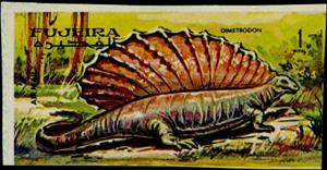 Stamp, Dimetrodon, Fujairah (Fujeira),  , Animals (Fauna), Dinosaurs, Prehistorical Animals
