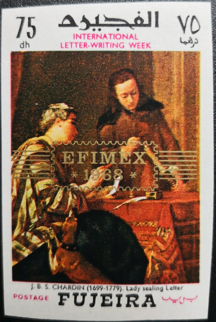 Letter sealing lady, by Jean-Baptiste Chardin (c 1732)