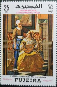 Stamp, The love letter, by Jan Vermeer (1669/1670), Fujairah (Fujeira),  , Paintings