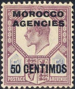 Stamp, King Edward VII, Morocco, British Post Office,  , Crowns and Coronets, Famous People, Heads of State, Kings, Men, Royalty