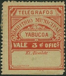 Stamp, Yabucoa - Arbitrio Municipal, Puerto Rico,  , Telegraphy