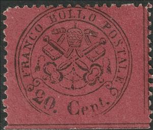 Stamp, Papal Arms, Roman States,  