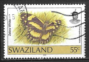 Stamp, Zebra White (Pinacopteryx eriphia), Swaziland,  , Butterflies