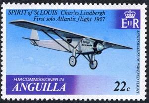 Stamp, Spirit of St. Louis, 1927, Anguilla,  , Aviation, Aircrafts