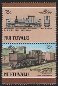 Se-tenant, Class K Garratt 0-4-0+0-4-0 1909, Tuvalu, Nui,  , Locomotives, Railways