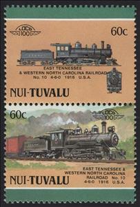 Se-tenant, No 10 4-6-0 1916, Tuvalu, Nui,  , Locomotives, Railways