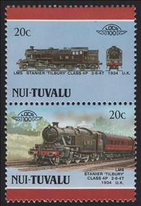 Se-tenant, Stanier 'Tilbury' Class 4P 2-6-4 1934, Tuvalu, Nui,  , Locomotives, Railways