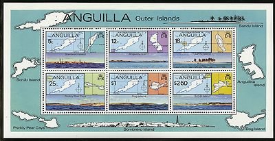 Souvenir Sheet of 6, Map of Anguilla…