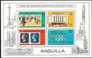 Se-tenant, Souvenir Sheet of 4, London 1980 International Stamp Exhibit, Anguilla,  