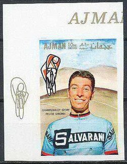 Stamp, Felice Gimondi (*1943), Italy, Ajman,  , Cycling, Sports