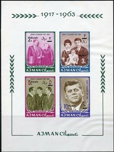 Souvenir Sheet, Kennedy, Ajman,  , Famous People, Heads of State, Politicians