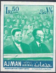Stamp, Kennedy during his visit to Germany (1963), Ajman,  , Famous People, Heads of State, Politicians, Государственный деятель