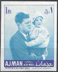 Stamp, Kennedy with daughter Caroline, Ajman,  , Children, Famous People, Heads of State, Politicians, Государственный деятель