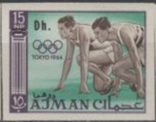Stamp, Running, Ajman,  , Athletes, Athletics, Olympic Games, Running, Sports