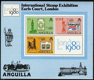 Souvenir Sheet of 3, London 1980 International Stamp Exhibit