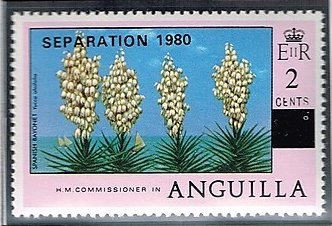 Stamp, Surcharged: Spanish bayonet (Yucca), Anguilla,  