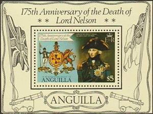 Souvenir Sheet, Lord Nelson, by L.F. Abbott and Nelson's arms, Anguilla,  , Paintings