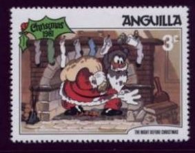 Stamp, Scenes from "The Night Before Christmas", Anguilla,  , Christmas, Disney