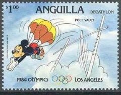 Stamp, Pole vault, Anguilla,  , Olympic Games, Disney