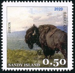 Stamp, Commemorative Issue "Peculiar Animals" - SI-202001 - Bison, Cinderellas,  , Animals (Fauna), Bison