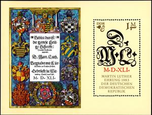 Souvenir Sheet, Initials Luther, Germany, Democratic Republic,  