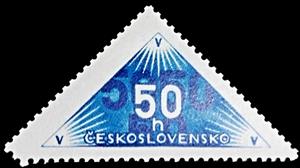 Stamp, Stylized drawing, Czechoslovakia,  , Numbers, Triangle Stamps