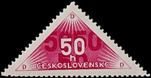 Stamp, Stylized drawing, Czechoslovakia,  , Numbers, Triangle Stamps