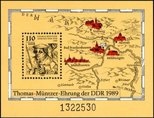Souvenir Sheet, Thomas Müntzer, Germany, Democratic Republic,  