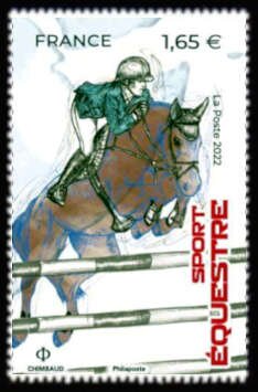 Stamp, Equestrian, France,  , Equestrianism and horse riding, Horses, Sports