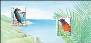 Souvenir Sheet, Island Birds, France,  