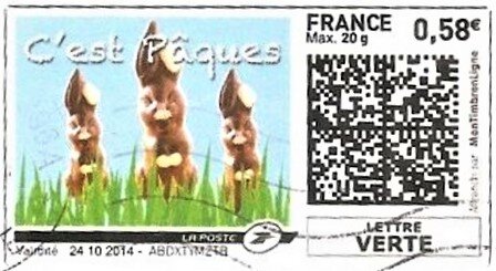Stamp, C'est Paques. Easter Chocolates, France,  , Candy, Easter