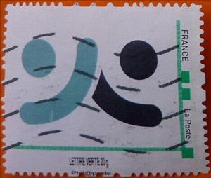Stamp, Navy and Turquoise Logo, France,  , Logos